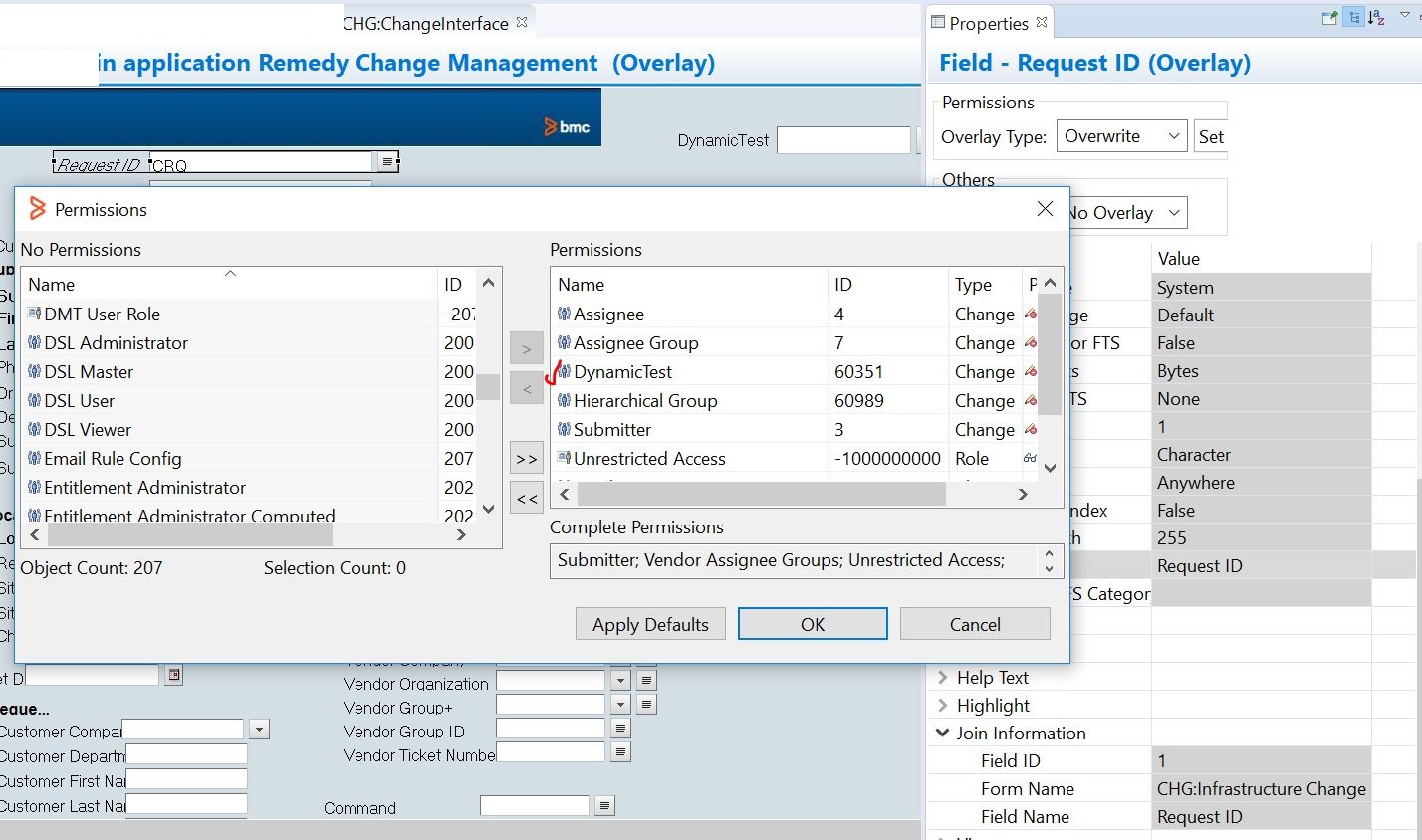 Smart IT: change request and task with custom row level access