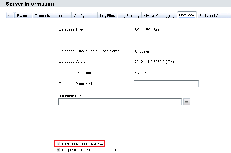 remedy-server-database-case-sensitive-checkbox-is-set-having