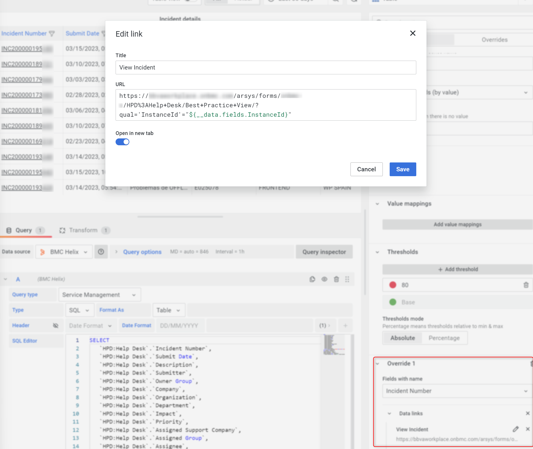 BMC Helix Dashboards - How to open Incident Number Hyperlink to ITSM ...